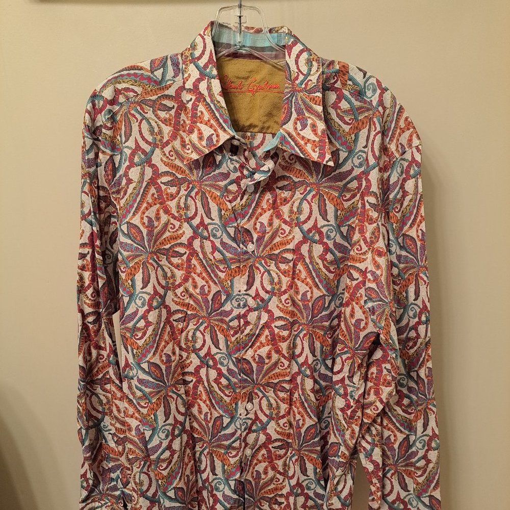 Robert Graham Light Cotton Orange Cream Flower Pattern XL